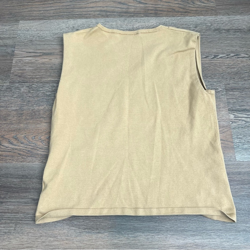 vintage 90s Nygard V-neck knit tank top floral embroidery silk tan boho Y2K - Picture 4 of 7